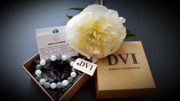 Mėnulio akmens ir samaninio agato apyrankė